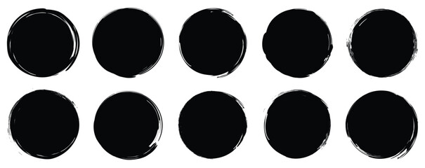 Grunge round shapes. Grunge banner collection. Paint brush stamp collection. Vector illustration.