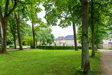 Bayreuth, Germany - May 18 2024: The courtyard garden of the New Palace in Bayreuth
