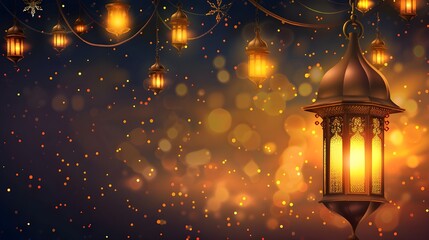 Obraz premium beautiful arabic cultural background with hanging lantern for ramadan kareem vibe
