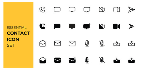 Universal contact icons set. Flat vector illustration