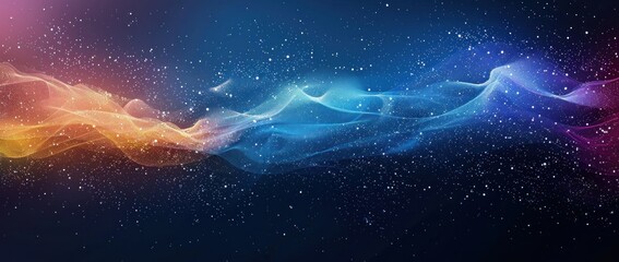 Fototapeta premium Abstract Wavy Background with Starry Sky