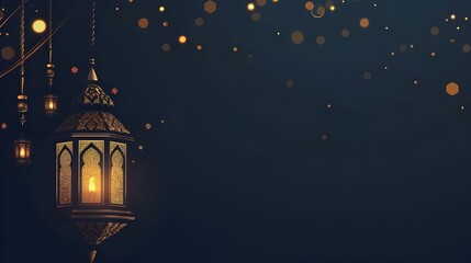 beautiful arabic cultural background with hanging lantern for ramadan kareem vibe