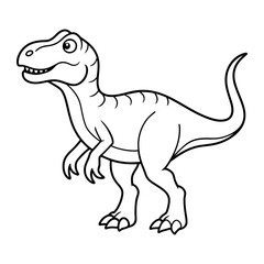 Dinosaur Vector Illustration Line Art -  Dinosaur  Line Art Silhouette, Animal Coloring Book Page For Kids. Dinosaur Black And White Vector Illustration Line Art For Kids Coloring Book.
