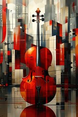  Abstract musical scores with collage elements of notes