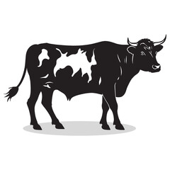 Cattle silhouettes and icons. Black flat color simple elegant white background Manatee animal vector and illustration.