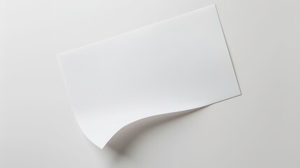 Blank white sheet of paper with a rounded corner, placed on a white background, seen from above. Generative AI