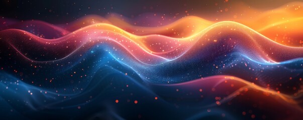 Fototapeta premium Abstract waves of blue and orange lights creating a mesmerizing pattern