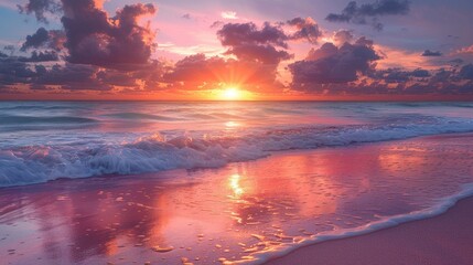 Pink Sands Sunset As the sun dips below the horizon, casting a warm, golden glow