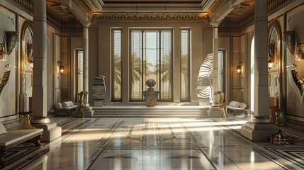 Fototapeta premium Ancient Palace Interior. AI generated art illustration.