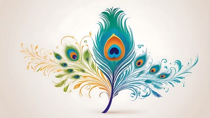 krishna janmashtami celebration.Peacock feather abstract, banner or poster background