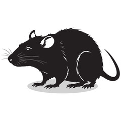 Rat silhouettes and icons. Black flat color simple elegant white background Manatee animal vector and illustration.