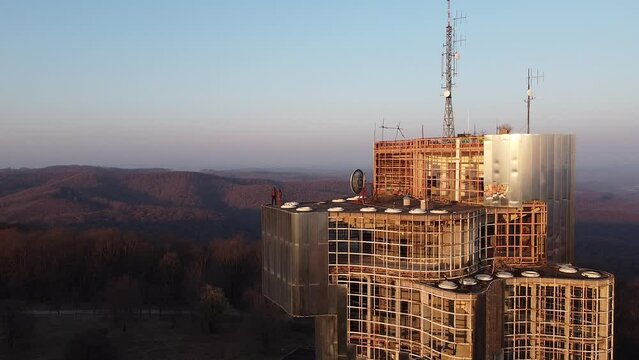 Drone Shot of huge abandoned Building, Petrova Gora, Croatia