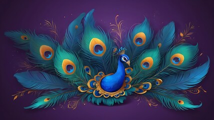 krishna janmashtami celebration.Peacock feather abstract, banner or poster background
