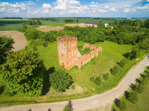 Ruins of Lutheran church in Borki, Bartoszyce district, Poland (former Borken, East Prussia)