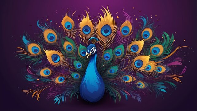 krishna janmashtami celebration.Peacock feather abstract, banner or poster background