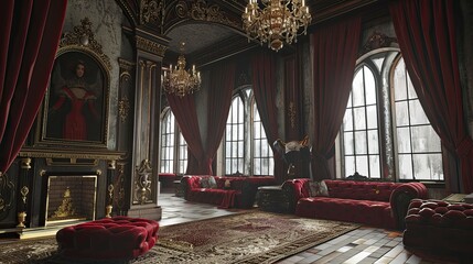 Fototapeta premium Beyond Reality Realms Interior. AI generated art illustration.