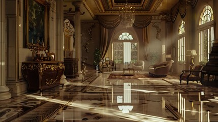 Beyond Reality Realms Interior. AI generated art illustration.