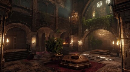 Obraz premium Beyond Reality Realms Interior. AI generated art illustration.