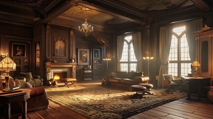 Beyond Reality Realms Interior. AI generated art illustration.