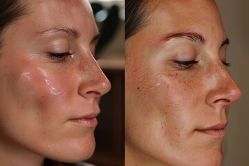 Obraz premium Dramatic Skin Improvement Before and After Biorevitalization Treatment - Smoothness, Hydration, Appearance