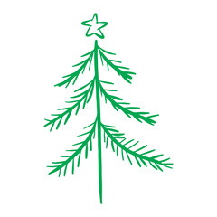 Childish Christmas tree decoration hand drawn doodle element clipart vector