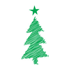 Childish Christmas tree decoration hand drawn doodle element clipart vector