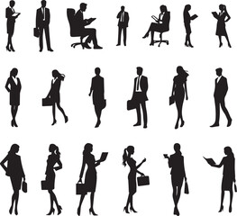 silhouettes vector illustration of business man and women 