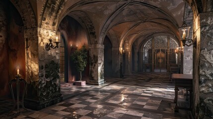 Fototapeta premium Mystical Mountain Monasteries. AI generated art illustration.