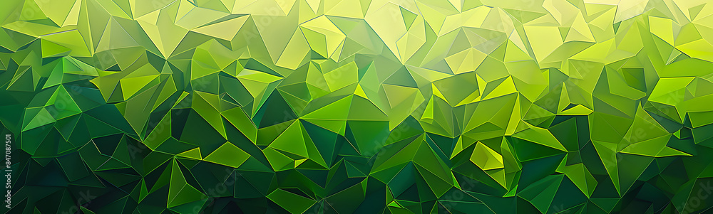 Wall mural abstract green low poly background of triangles.