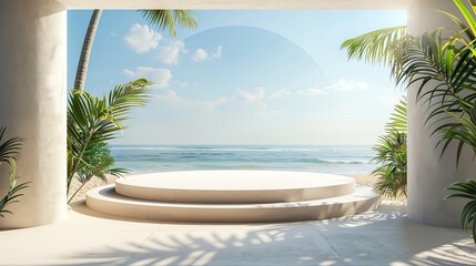Modern Terrace Overlooking Serene Tropical Beach
