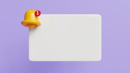 Notifications page with notification bell 3d rendered illustration. Business planning ,events,...