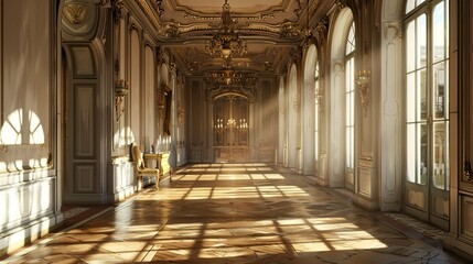Obraz premium Rococo Salon Environment. AI generated art illustration.