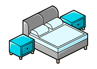 Home furniture isometry illustration. Domestic and office furniture and equipment.