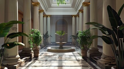 Roman Villa Atrium Environment. AI generated art illustration.