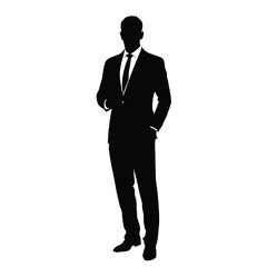 Business man stand with stylish pose silhouette