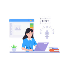 Graphic designer work on desk vector illustration.