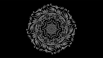 Hand-drawn carvings of geometric leaves and flowers