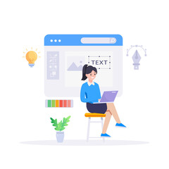 Graphic designer work on desk vector illustration.