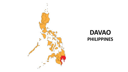 Obraz premium Davao Map in Philippines. Vector Map of Philippines. Regions map of Philippines.