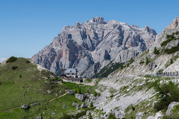 Valparola Pass in summer, Dolomites, Italy