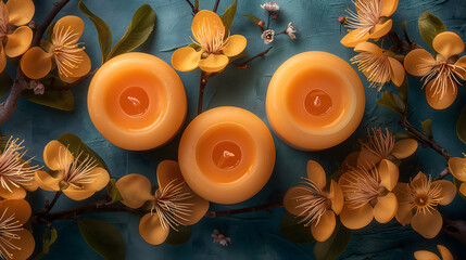 Serene Still Life with Lit Candles and Yellow Blossoms