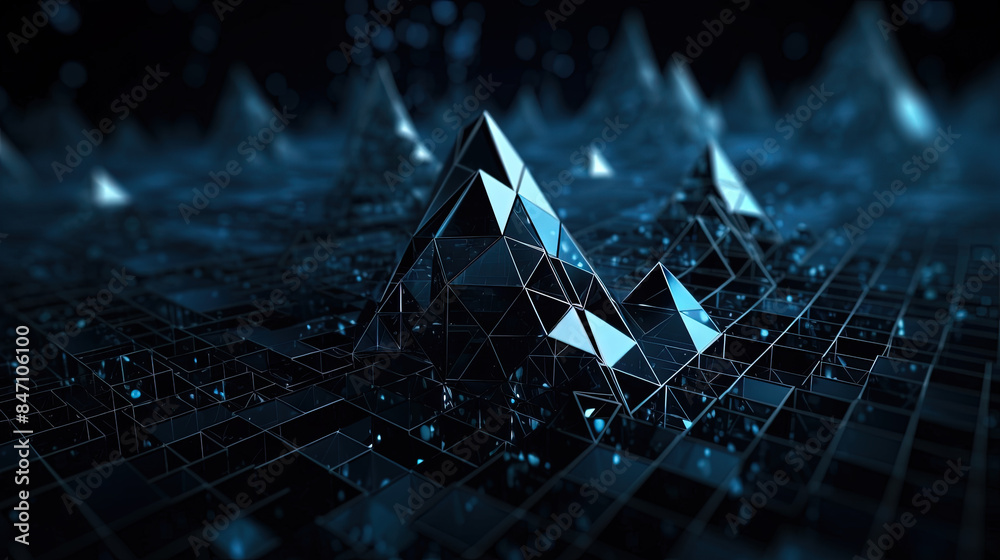 Poster Abstract background with structure of neon triangles and technology style.