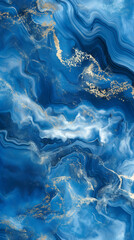 Obraz premium Abstract Golden Swirls in Blue Marble Texture Background