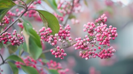 European spindle tree bearing pink berries