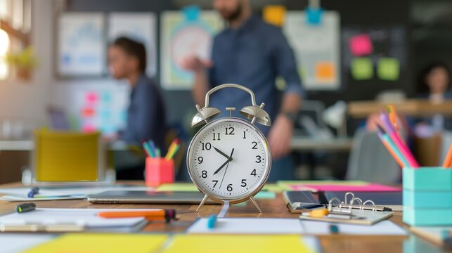 Time management and meeting information. Effective work planning with a precise schedule, ensuring productivity and organization in a professional setting with clear deadlines and goals.