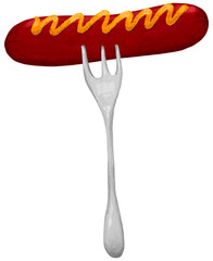 Sausage with fork 