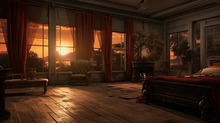 Star Mountain View Suite Interior Reference. AI generated art illustration.