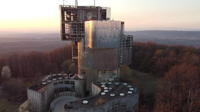Drone Shot of huge abandoned Building, Petrova Gora, Croatia