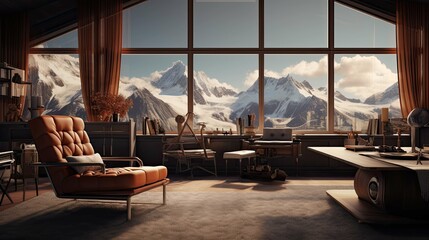 Star Mountain View Suite Interior Reference. AI generated art illustration.