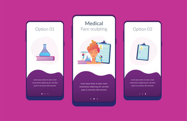 Medicine smartphone interface vector templates set.